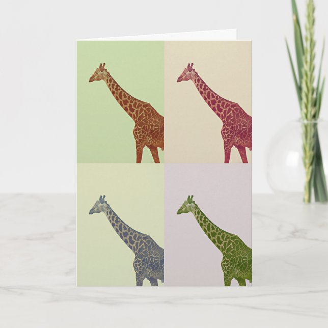 Tarjeta Giraffes de colores de época (Anverso)