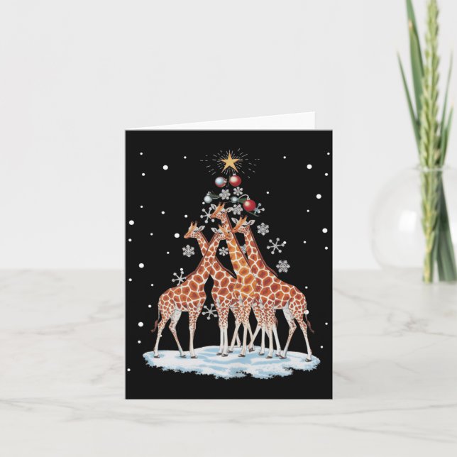 Tarjeta Giraffes Xmas Tree Giraffe Christmas Tree Merry Ch (Anverso)