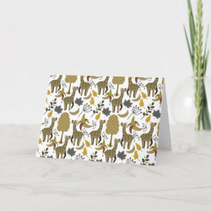 Tarjeta Giraffilia patrón impecable amarillo blanco alto
