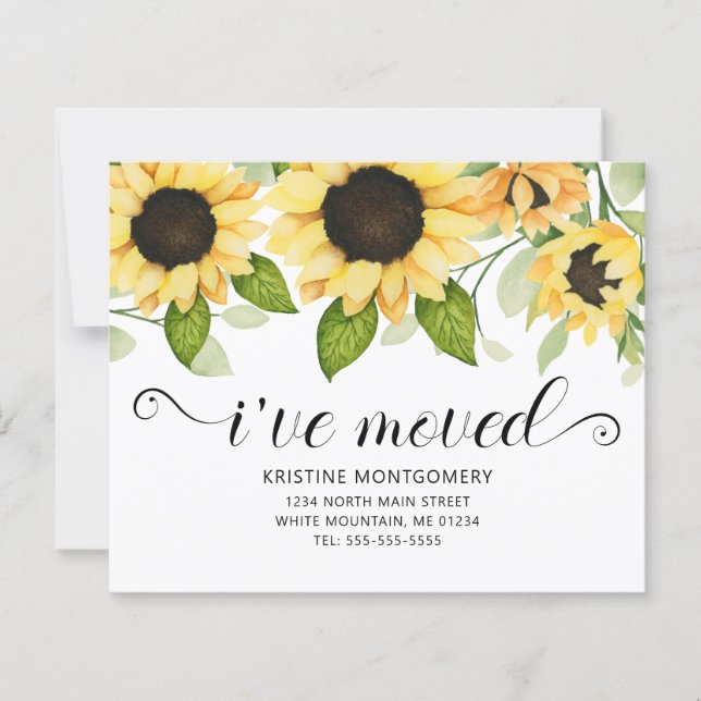 Tarjeta girasol acuarela Floral Presupuesto en mov (Anverso)
