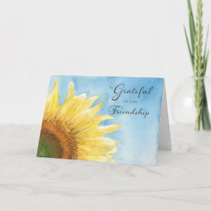 Tarjeta Girasol Amarillo Acuarela Feliz Día de la Amistad