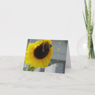 Tarjeta Girasol amarillo con mariposa Buckeye