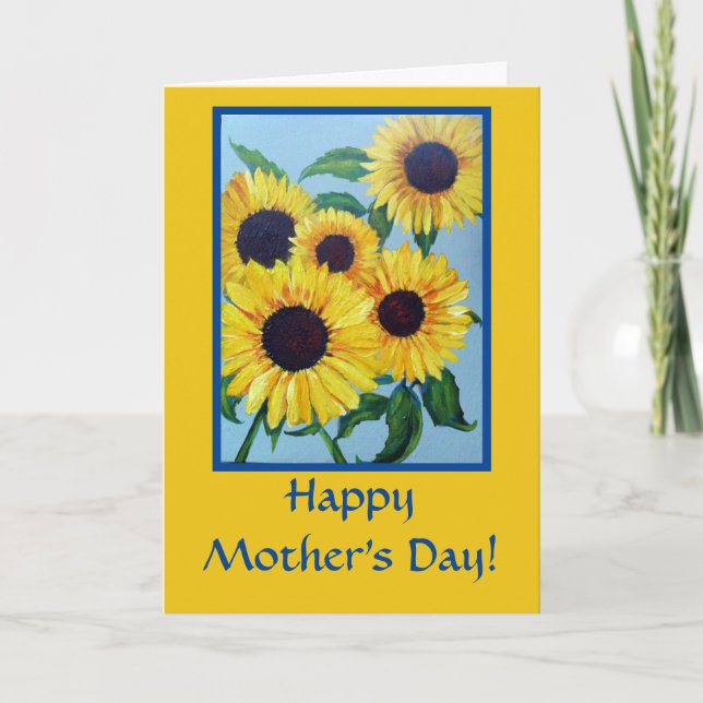 Tarjeta Girasol Amarillo Día de la Madre Personalizado (Anverso)