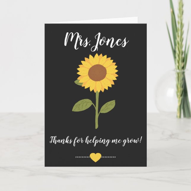 Tarjeta Girasol amarillo que me ayuda a crecer (Anverso)