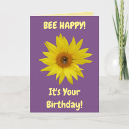 Tarjeta Girasol con púrpura de abeja y amarillo