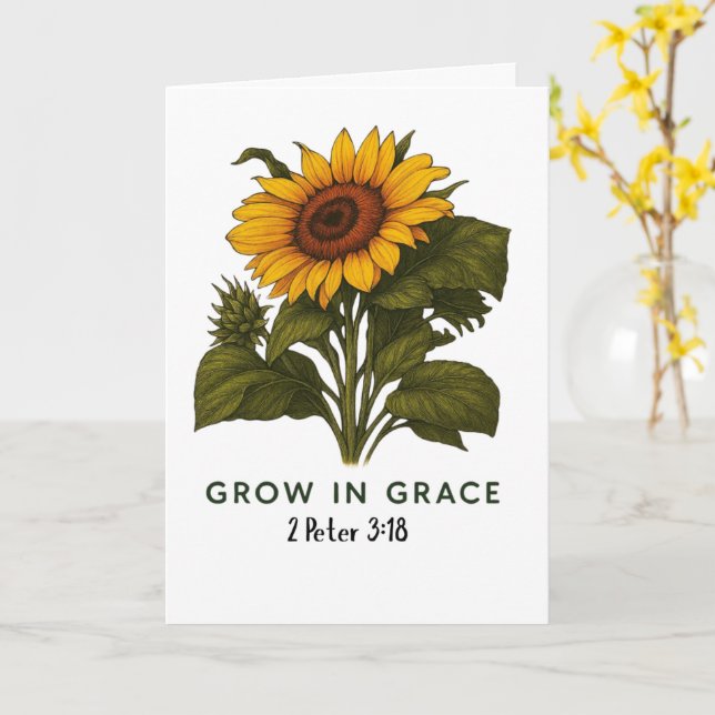 Tarjeta Girasol Crece en Gracia  (flor amarilla)