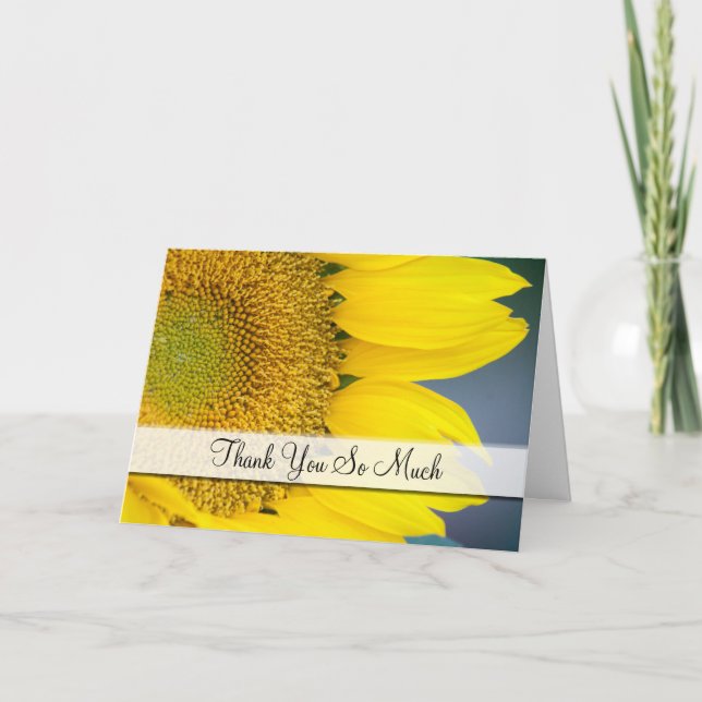 Tarjeta Girasol de agradecimiento fotografía de cerca (Anverso)