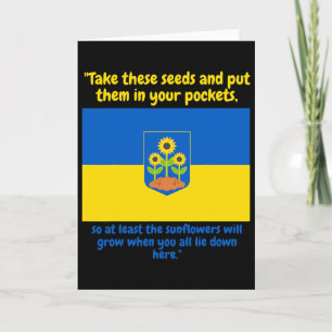 Tarjeta Girasol de apoyo a Ucrania Siembra estas semillas 