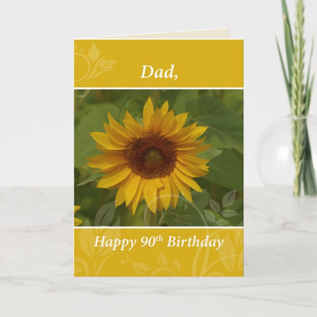 Tarjeta Girasol de cumpleaños 90 de papá (Anverso)