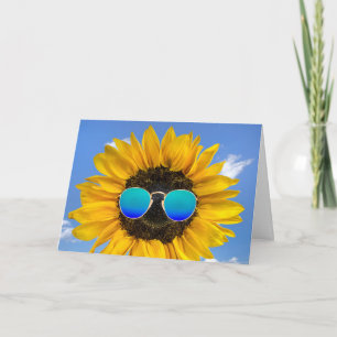 Tarjeta Girasol de cumpleaños con gafas de sol retro Tarje