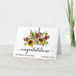 Tarjeta Girasol de Felicitaciones Personalizadas de Boda