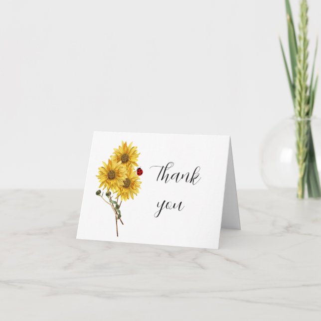 Tarjeta Girasol de Interior en Blanco Gracias  (Anverso)
