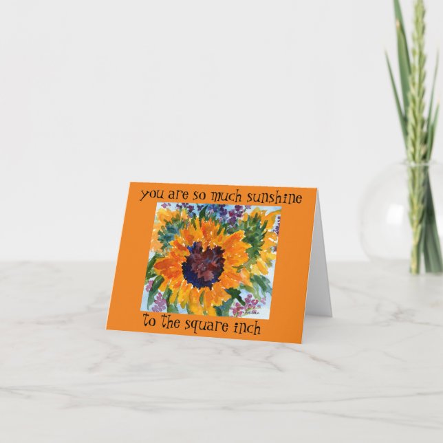 Tarjeta girasol de pintura acuarela + cita blanca de walt (Anverso)
