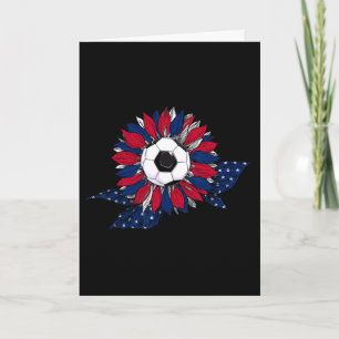 Tarjeta Girasol Divertido Y Fútbol Ll Con Bandera American