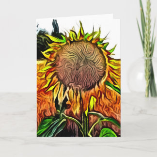 Tarjeta Girasol en el campo de trigo
