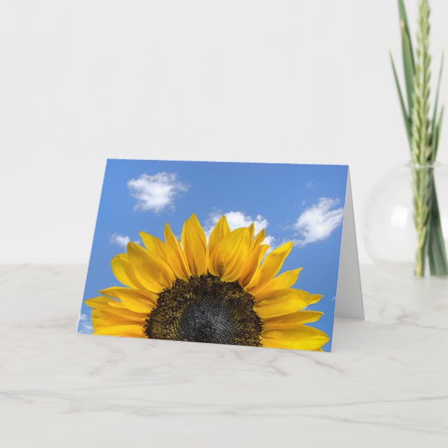 Tarjeta girasol en el cielo de verano (Anverso)