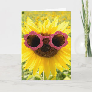 Tarjeta Girasol en gafas de sol Cumpleaños