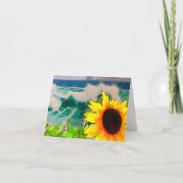Tarjeta Girasol en la playa