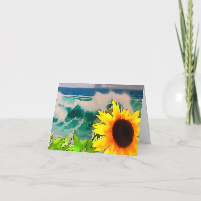 Tarjeta Girasol en la playa (Anverso)