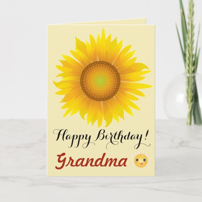 Tarjeta Girasol - ¡Feliz cumpleaños, abuela! (Anverso)