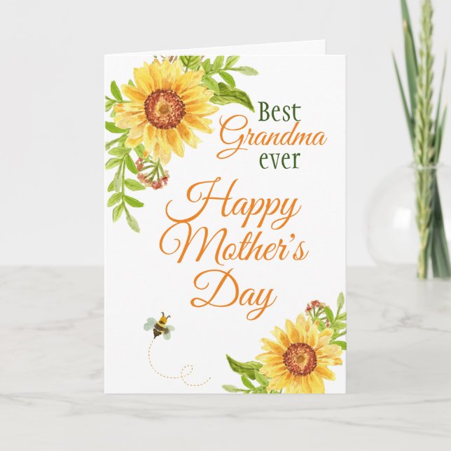 Tarjeta Girasol floral del día de la abuela (Anverso)