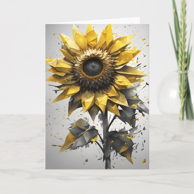 Tarjeta Girasol - Flores de acuarela (Anverso)