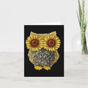 Tarjeta Girasol Hippie Semilla de Girasol Búho Lindo