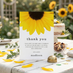 Tarjeta Girasol Moderno Agradecimiento Cumpleaños 18