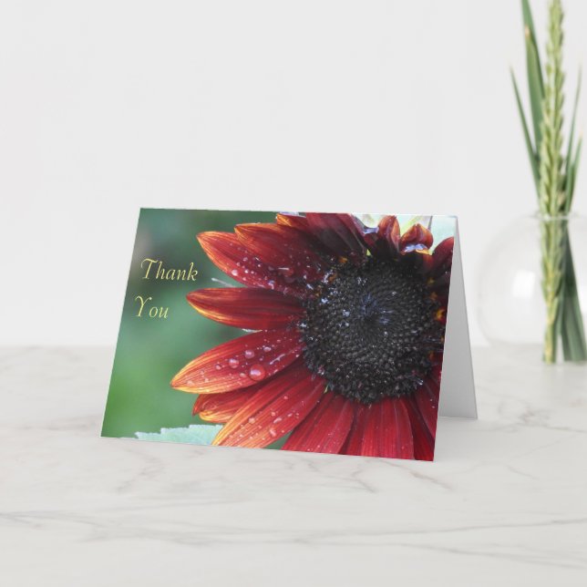 Tarjeta Girasol Rojo Gracias (en blanco) (Anverso)