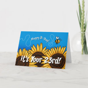 Tarjeta girasol sendero de abeja - 23 años