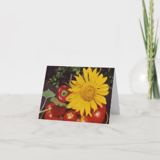 Tarjeta Girasol y verduras - tomates, pimientas rojas