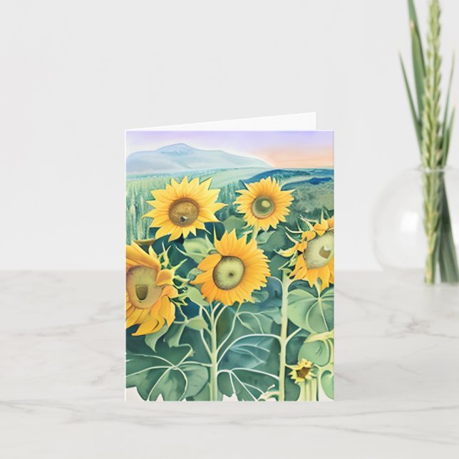 Tarjeta Girasoles acuarela personalizables (Anverso)