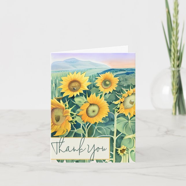 Tarjeta Girasoles acuarela personalizables (Anverso)