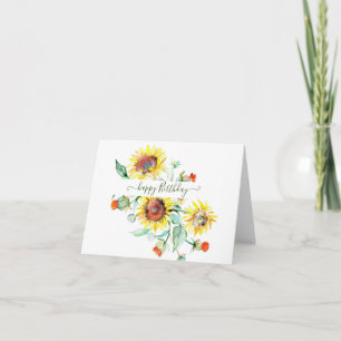 Tarjeta Girasoles acuarela personalizados