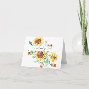 Tarjeta Girasoles acuarela personalizados gracias