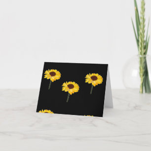 Tarjeta girasoles amarillos en negro