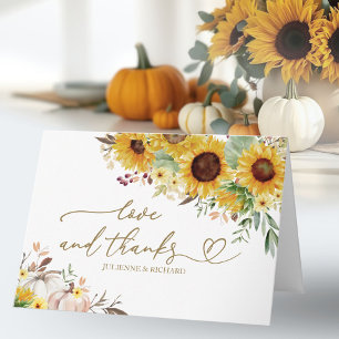 Tarjeta Girasoles Calabaza Otoño Boda Agradecimiento