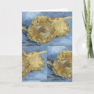 Tarjeta Girasoles de Van Gogh - Arte audaz azul y dorado