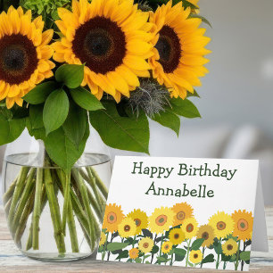 Tarjeta Girasoles Feliz Cumpleaños Hermoso Personalizado