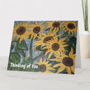 Tarjeta girasoles, pensando en ti