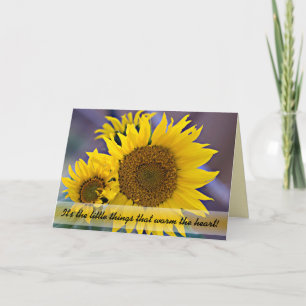 Tarjeta Girasoles Pensando En Ti Fotografía De Cerca