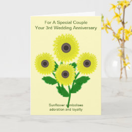 Tarjeta Girasoles Personalizados 3er Aniversario Boda