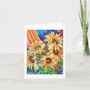 Tarjeta Girasoles Pintura Acuarela Computarizada