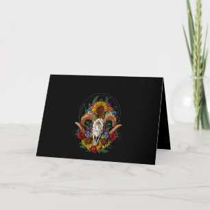 Tarjeta Girasoles Psicodélicos de Cráneo de Cabra