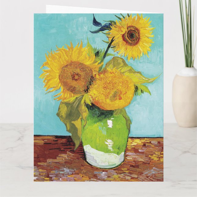 Tarjeta Girasoles Vincent van Gogh   (Reverso)