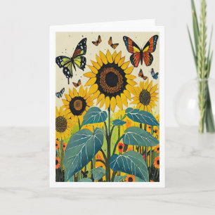 Tarjeta Girasoles y Mariposas