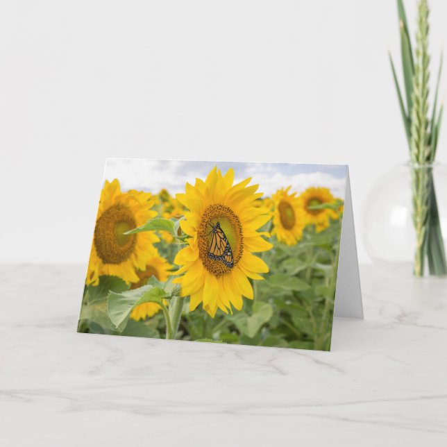 Tarjeta Girasoles y monarca Notecard (Anverso)