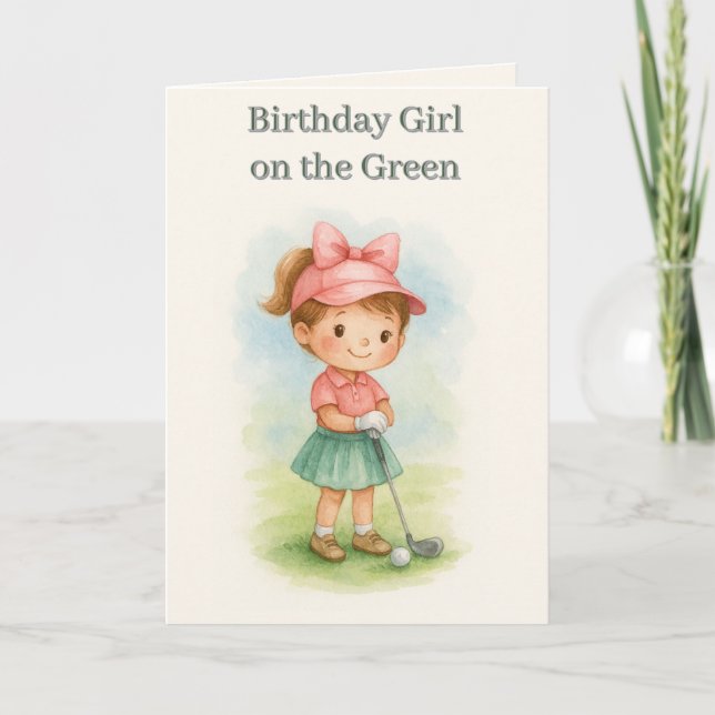 Tarjeta Girl Golfer Birthday Youth Folded Greeting Card (Anverso)