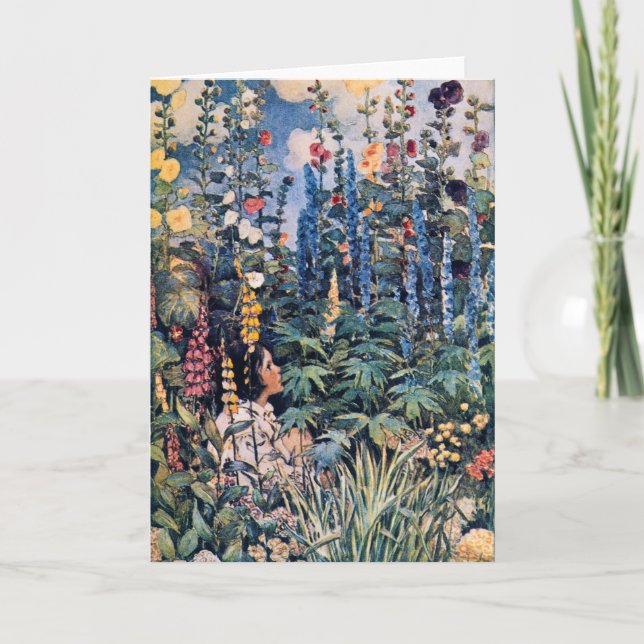 Tarjeta Girl in the Flower Garden, Jessie Willcox Smith (Anverso)