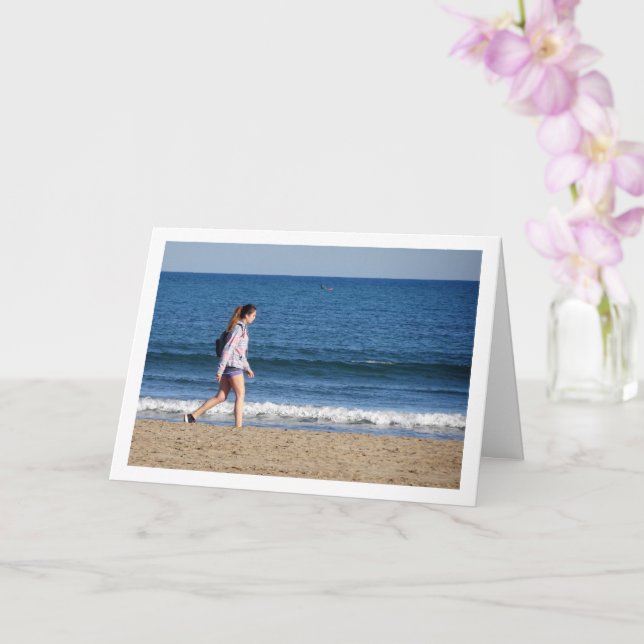 Tarjeta Girl on Playa de la Malvarrosa de Valencia (Orquídea)